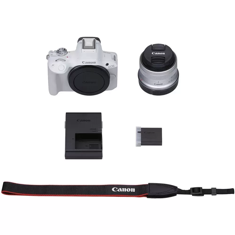 Canon EOS R50 Mirrorless Camera with 18-45mm Lens | White