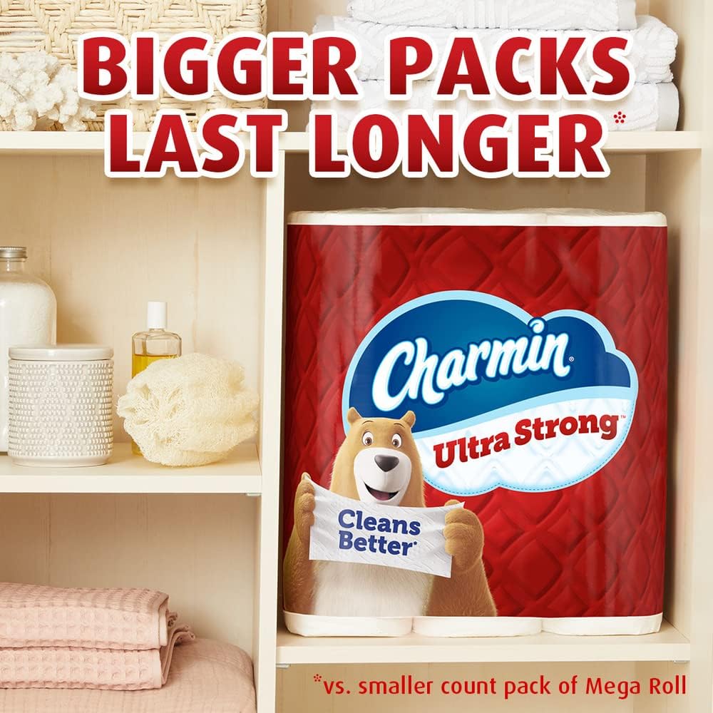 Charmin Ultra Strong Clean Touch Toilet Paper, 18 Family Mega Rolls = 90 Regular Rolls
