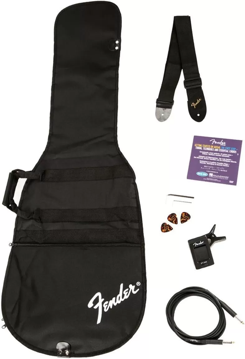 Fender Squier Stratocaster - Sunburst Bundle with Frontman 10G Amp, Gig Bag, Instrument Cable, Tuner, Strap, Picks, Fender Play Online Lessons, Instructional Book, and Austin Bazaar Instructional DVD