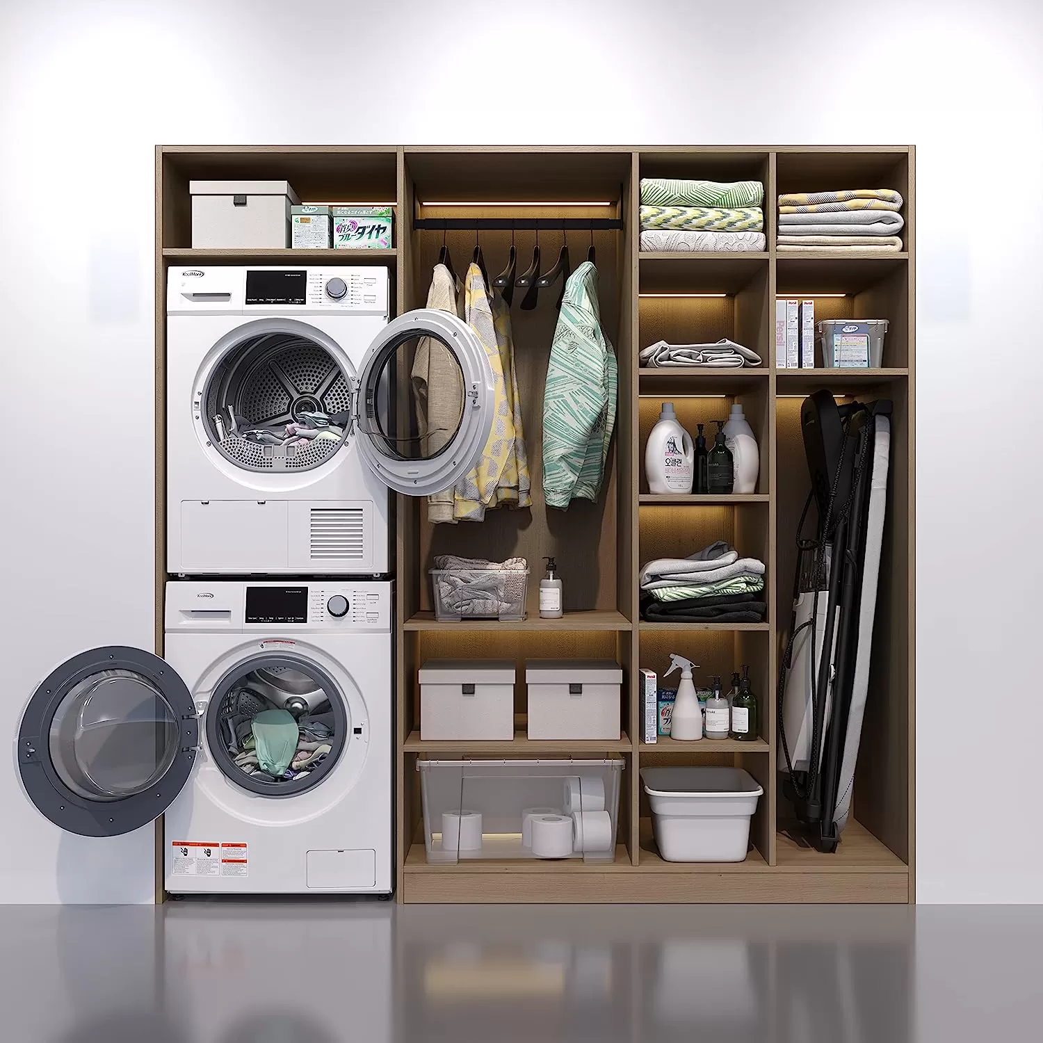 KoolMore FLW-3CWH Front Load Machine, 2.7 Cu. Ft, Space Saving Unit with 20-Minute Quick, 12 Washing Cycles, Quiet Inverter Motor [120V],