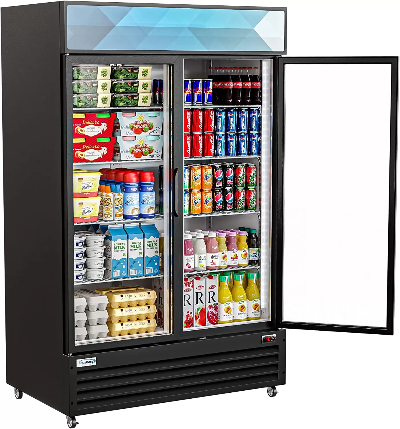 KoolMore Commercial One Glass Door Display Upright Beverage Refrigerator Cooler Merchandiser - 12 Cu. Ft [Black] (MDR-1GD-12C)