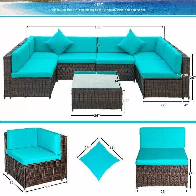Sondra Wicker/Rattan 6 - Person Seating Group with Cushions