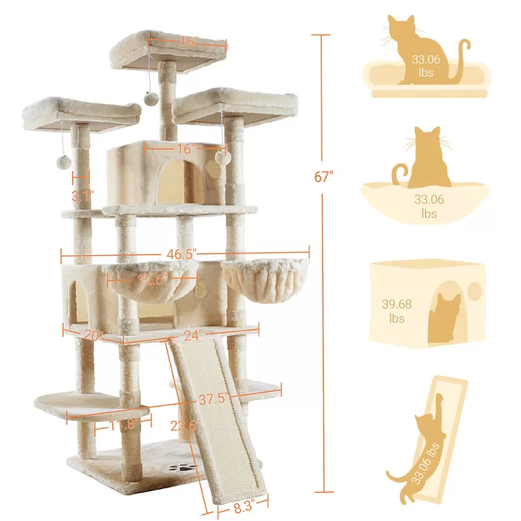 Lima Pet Heavy Duty 68 Inch Multi-Level Cat Tree