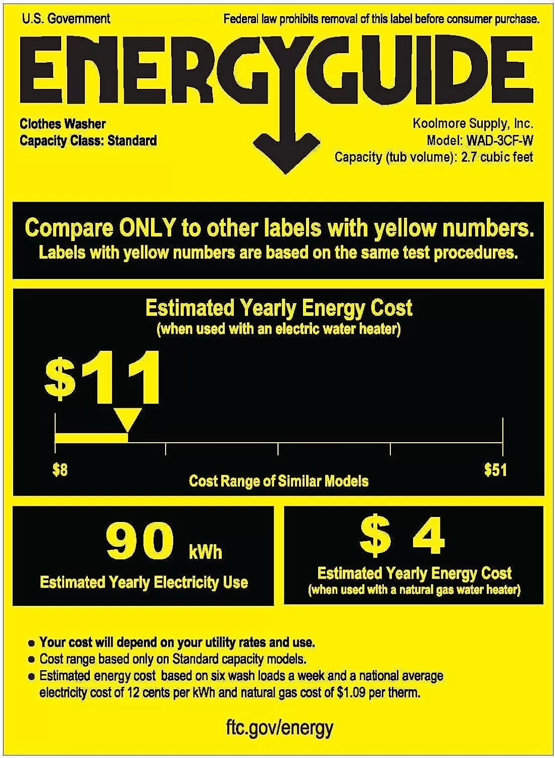 KoolMore FLW-3CWH Front Load Machine, 2.7 Cu. Ft, Space Saving Unit with 20-Minute Quick, 12 Washing Cycles, Quiet Inverter Motor [120V],