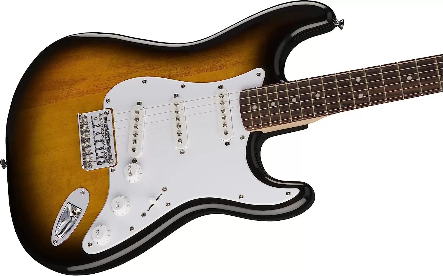 Fender Squier Stratocaster - Sunburst Bundle with Frontman 10G Amp, Gig Bag, Instrument Cable, Tuner, Strap, Picks, Fender Play Online Lessons, Instructional Book, and Austin Bazaar Instructional DVD