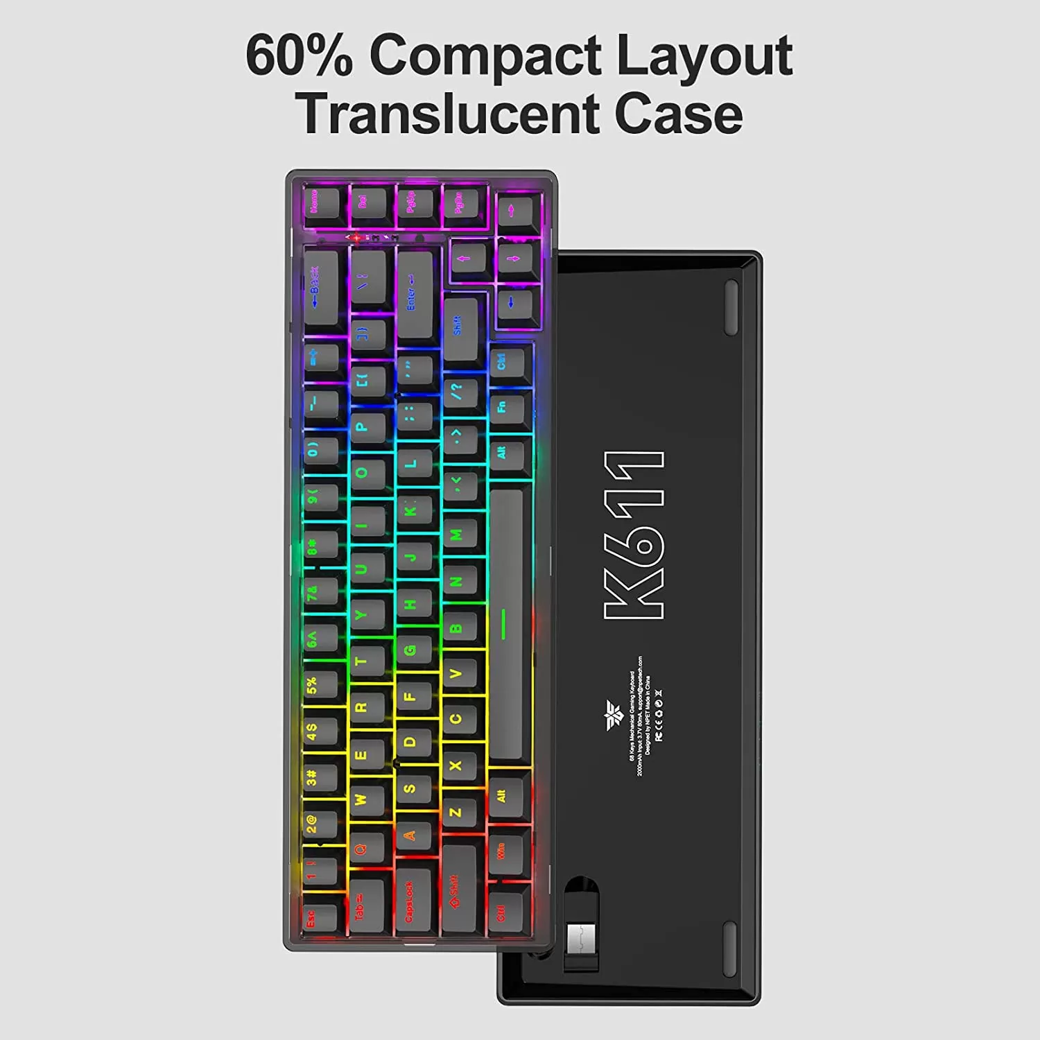 NPET K10 Wired Gaming Keyboard, LED Backlit, Spill-Resistant Design, Multimedia Keys, Quiet Silent USB Membrane Keyboard for Desktop, Computer, PC (Black)