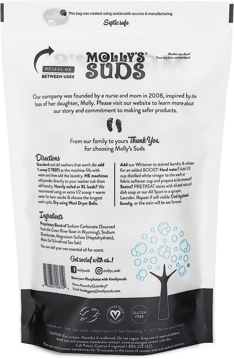 Molly's Suds Original Laundry Detergent Powder | Natural Laundry Detergent Powder for Sensitive Skin | Earth-Derived Ingredients, Stain Fighting | 120 Loads (Citrus Grove)