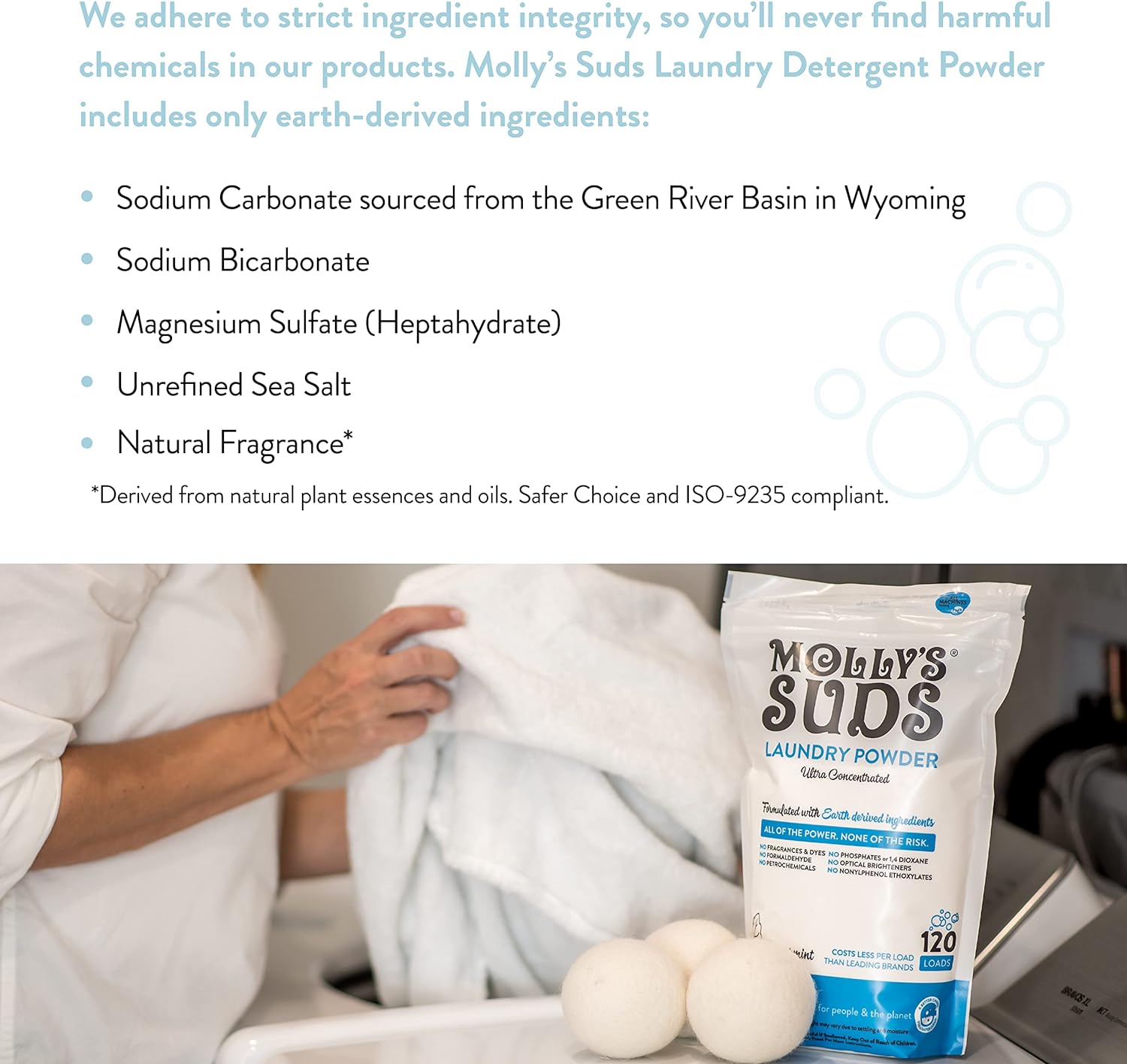Molly's Suds Original Laundry Detergent Powder | Natural Laundry Detergent Powder for Sensitive Skin | Earth-Derived Ingredients, Stain Fighting | 120 Loads (Citrus Grove)