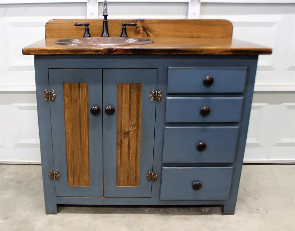 Rustic Farmhouse Vanity - Copper Sink - 42