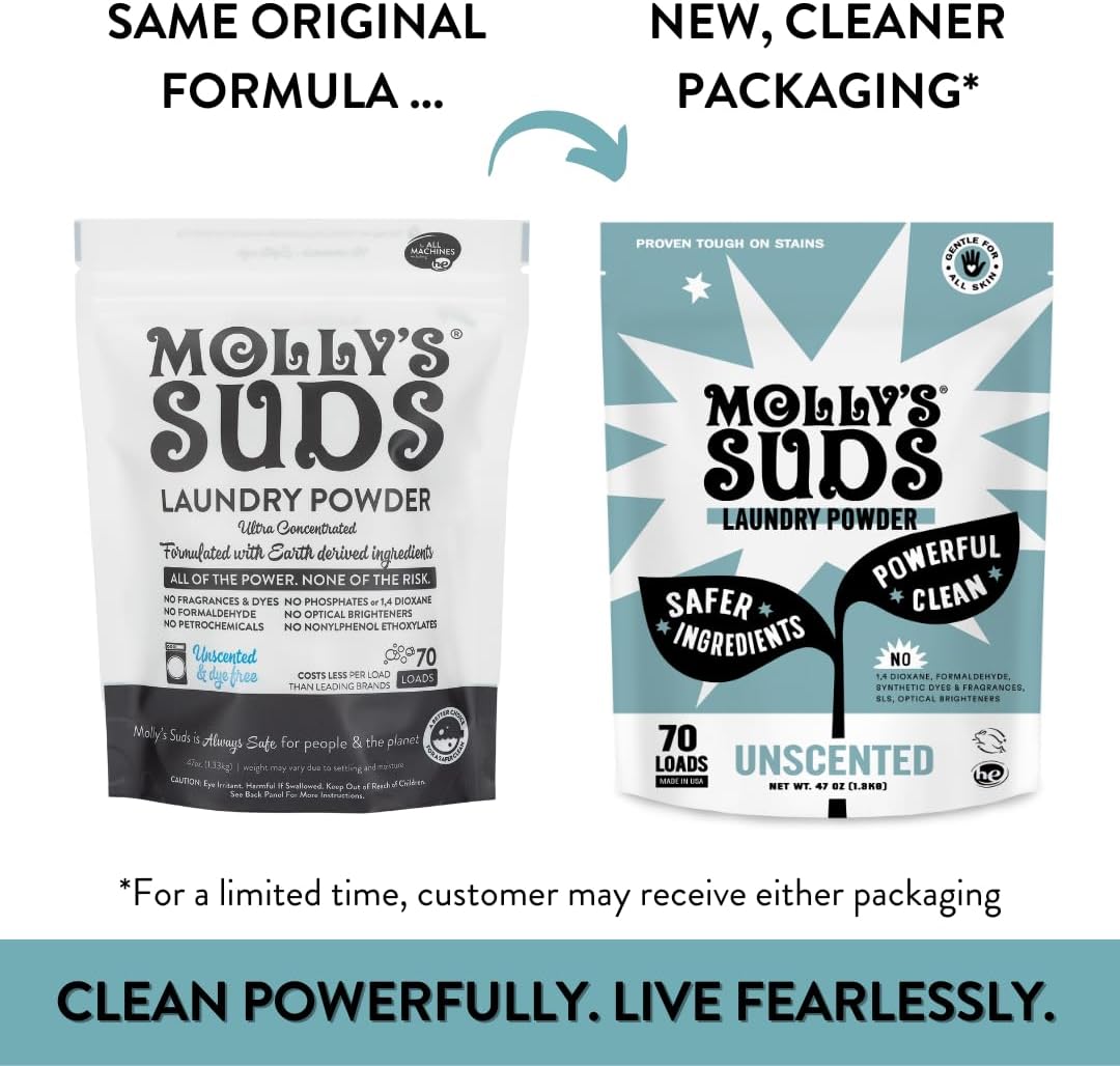 Molly's Suds Original Laundry Detergent Powder | Natural Laundry Detergent Powder for Sensitive Skin | Earth-Derived Ingredients, Stain Fighting | 120 Loads (Citrus Grove)