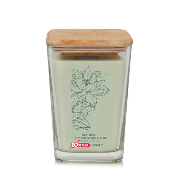 Optimistic Lotus Blossom & Aloe Large Square Candle