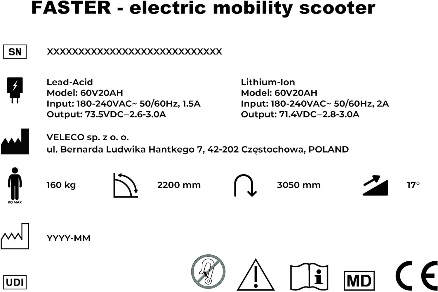 VELECO Senior Mobile 4-Wheel Electric Scooter 1000 W Faster