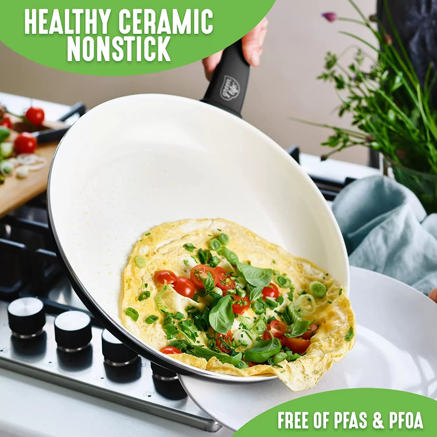 Healthy Ceramic Nonstick, 16 Piece Cookware Pots