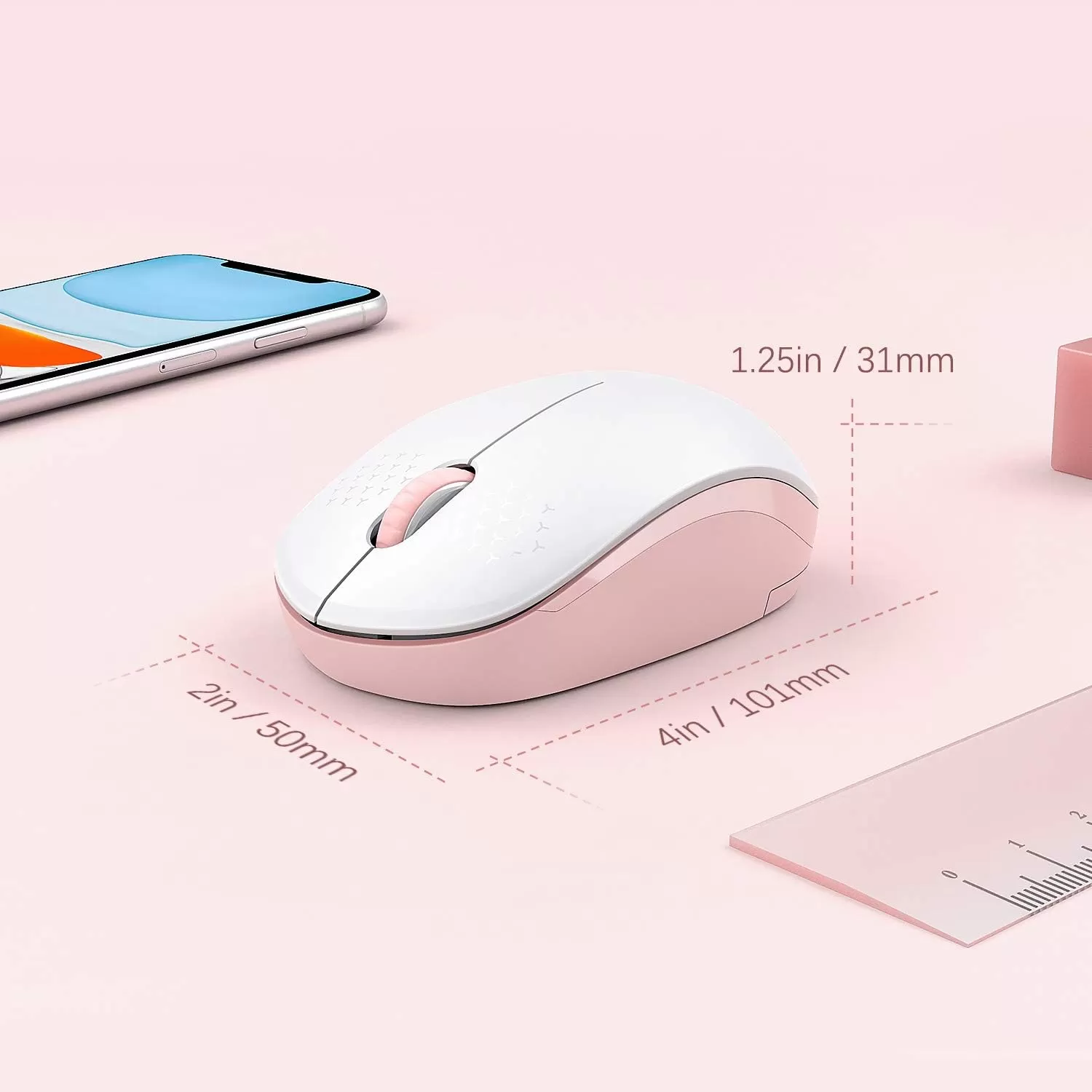 seenda Wireless Mouse, 2.4G Noiseless Mouse with USB Receiver - Portable Computer Mice for PC, Tablet, Laptop with Windows System - Mint Green