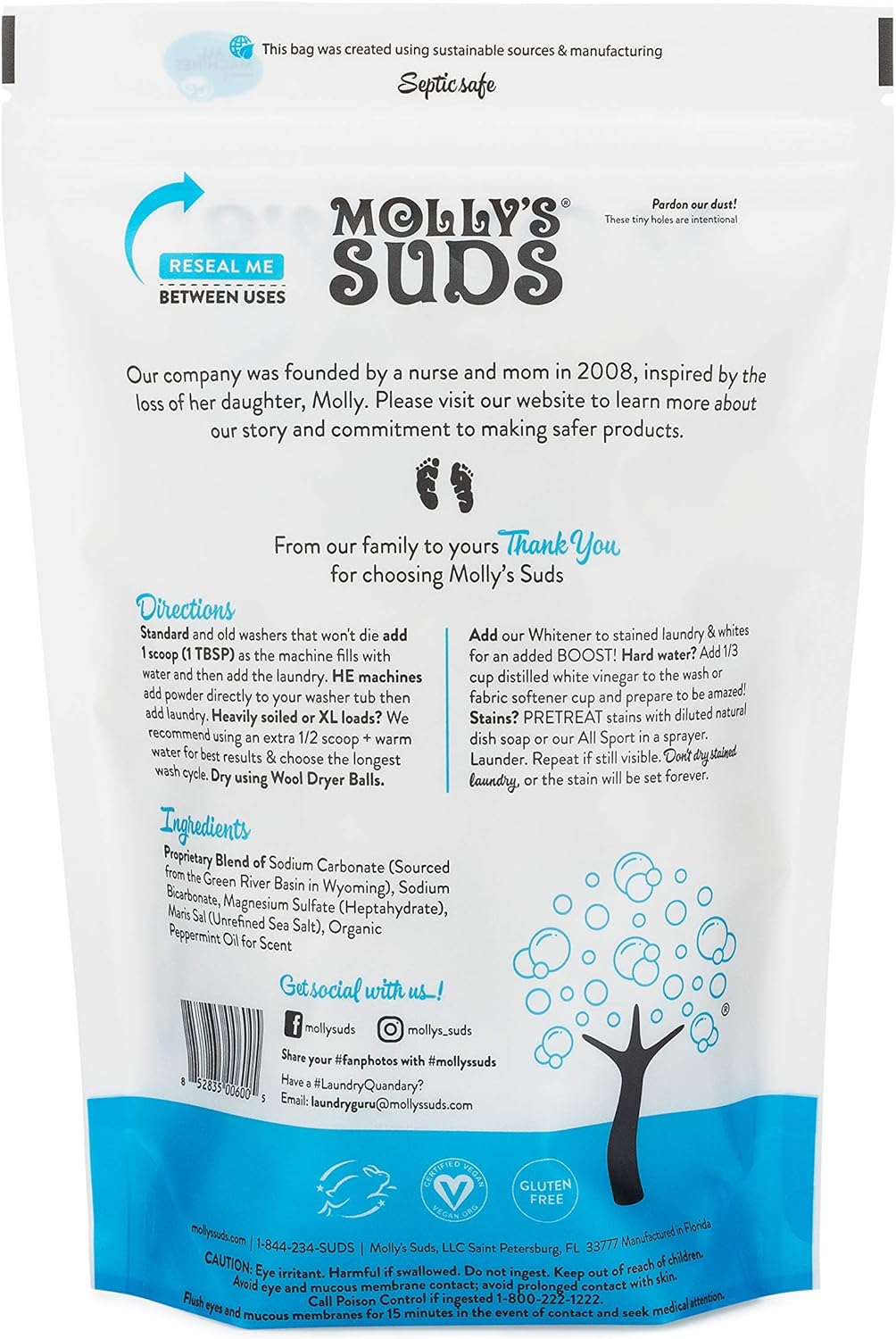 Molly's Suds Original Laundry Detergent Powder | Natural Laundry Detergent Powder for Sensitive Skin | Earth-Derived Ingredients, Stain Fighting | 120 Loads (Citrus Grove)