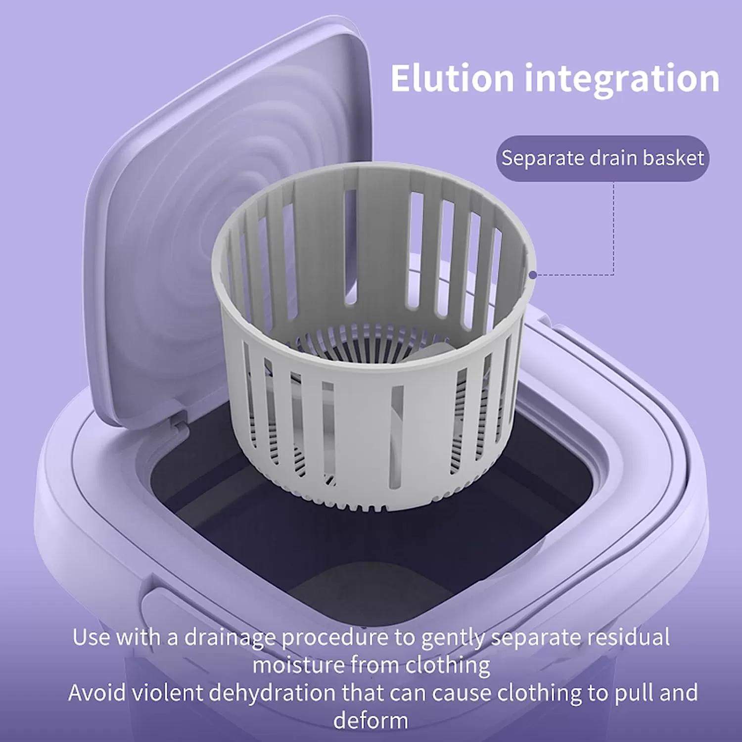 Portable Washing Machine, High Capacity Mini Washer with 3 Modes Deep Cleaning Half Automatic Washt, Foldable Washing Machine with Soft Spin Dry for Socks, Baby Clothes, Towels, Delicate Items (Purple)