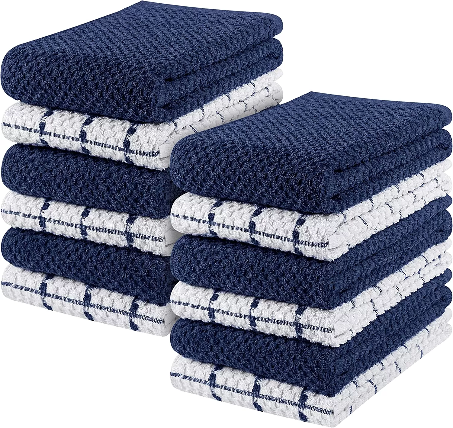 Kitchen Towels 12 Pack, 15 x 25 Inches, 100% Ring Spun Cotton Super Soft and Absorbent Linen Dish Towels, Tea Towels and Bar Towels Set (Black)