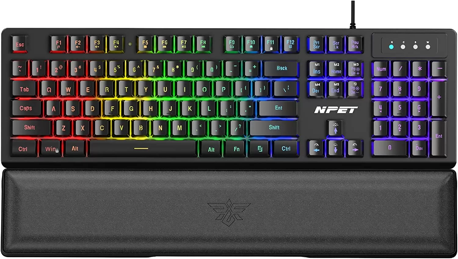 NPET K10 Wired Gaming Keyboard, LED Backlit, Spill-Resistant Design, Multimedia Keys, Quiet Silent USB Membrane Keyboard for Desktop, Computer, PC (Black)
