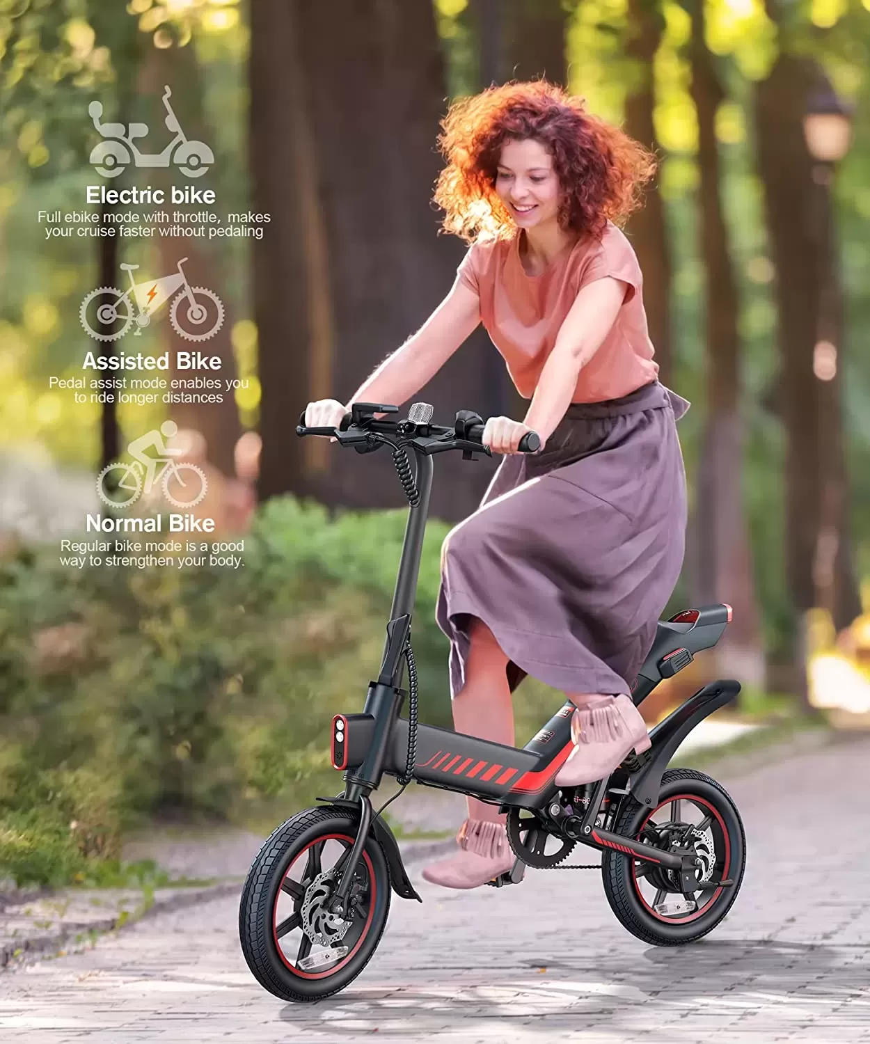Sailnovo Electric Bike, Electric Bicycle with 18.5mph Electric Bikes for Adults Teens E Bike with Pedals, 14