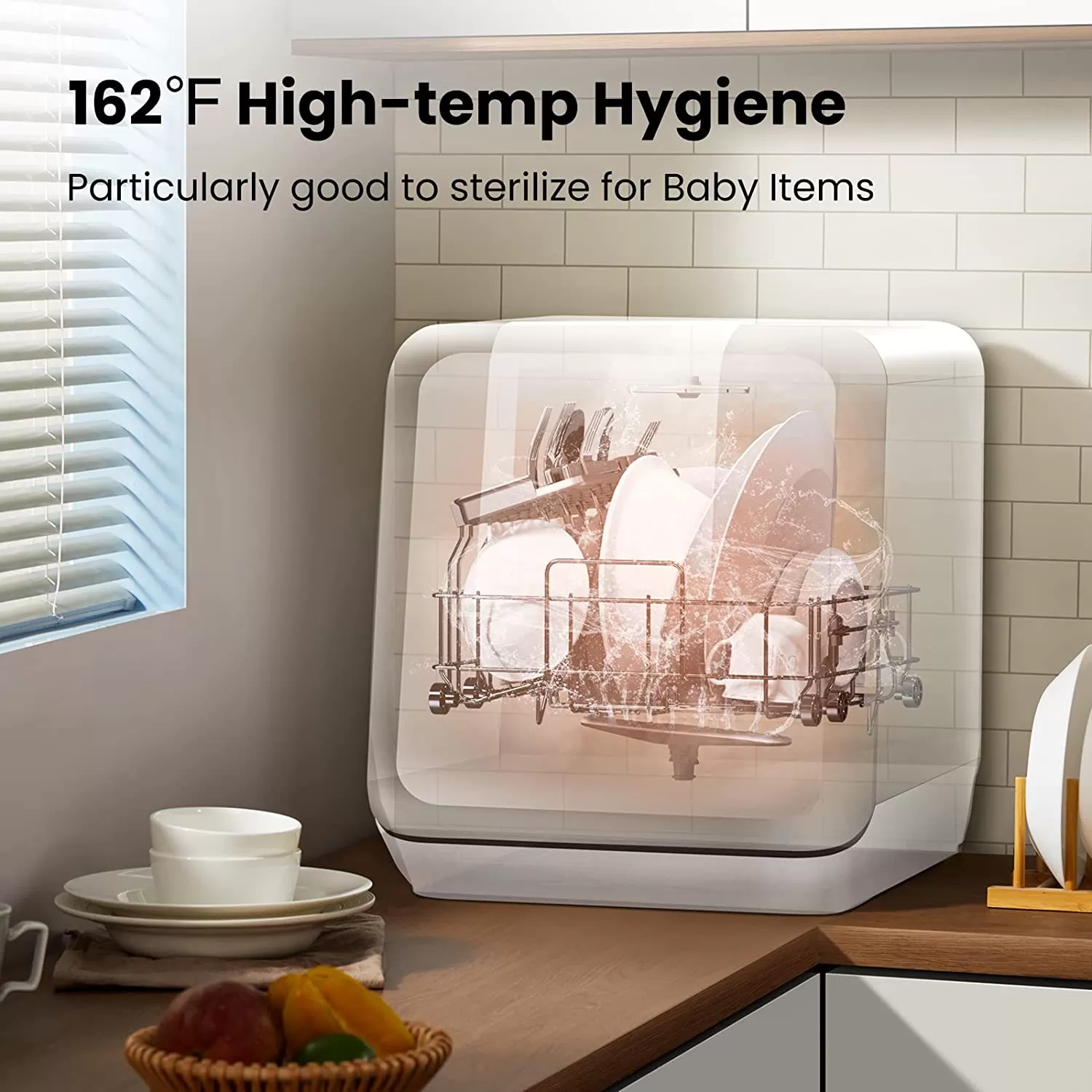 COMFEE' Portable Dishwasher Countertop, Mini Dishwasher with 5L Built-in Water Tank, No Hookup Needed, 6 Programs, 360° Dual Spray, 192°F High-Temp& Air-Dry Function, Dishwasher for Apartments& RVs
