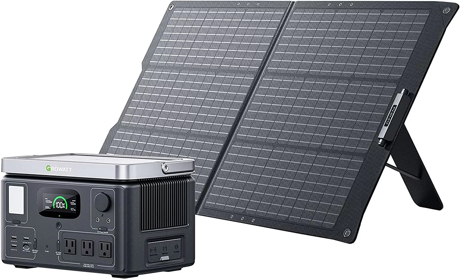 GROWATT Portable Power Station Generators: VITA550 Solar Generator (Solar Panel Optional) with 538Wh LiFePO4 Battery,1 Hour Fast Charging, 600W (1200W Surge) Output for Outdoor Camping/RVs/Home Use