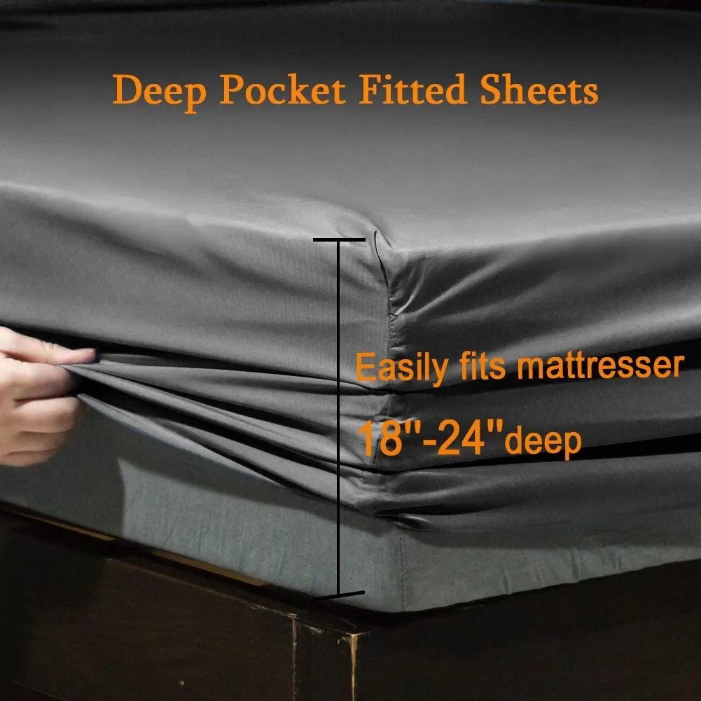 Super Soft 1800 Thread Count Luxury Egyptian Wrinkle Hypoallergenic 6 pcs Bed Sheet Set