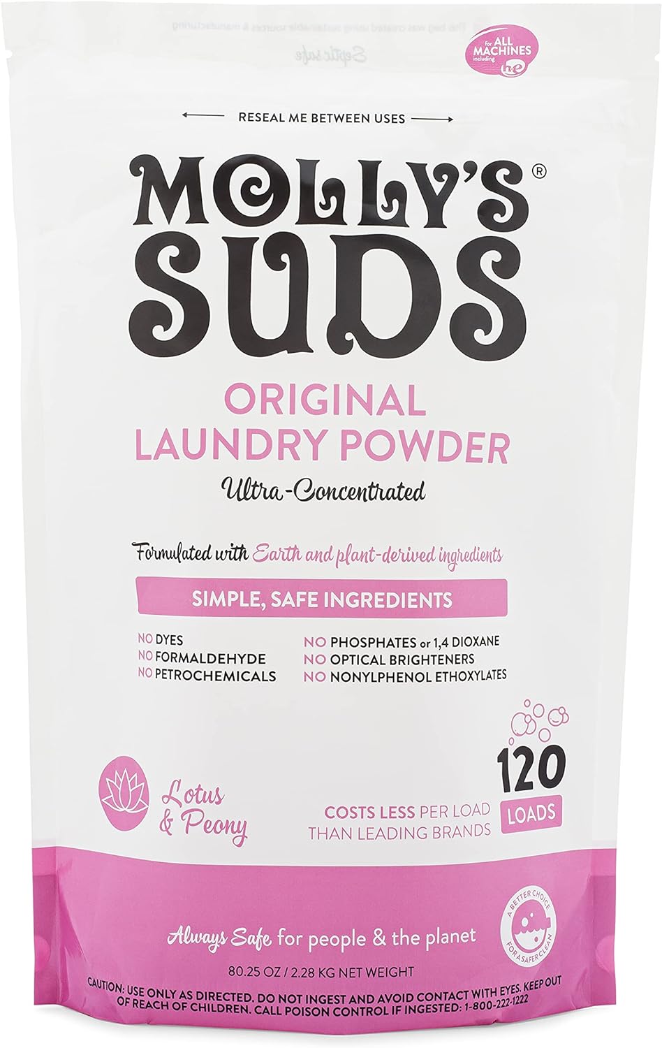 Molly's Suds Original Laundry Detergent Powder | Natural Laundry Detergent Powder for Sensitive Skin | Earth-Derived Ingredients, Stain Fighting | 120 Loads (Citrus Grove)