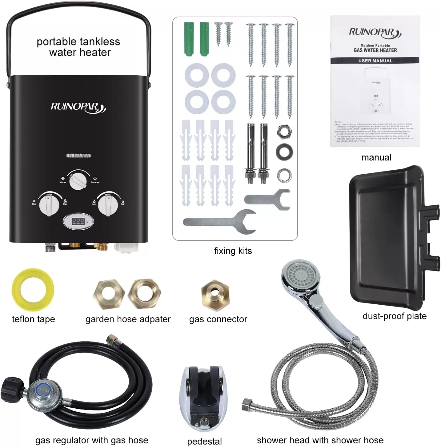 Portable Water Heater Propane Tankless - 6L 1.58GPM RV on demand Hot Gas Outdoor Digital Display Water Heater for Camping ,Boat,Cabins
