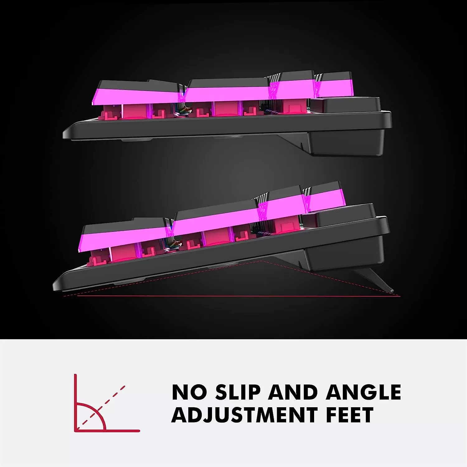 NPET K10 Wired Gaming Keyboard, LED Backlit, Spill-Resistant Design, Multimedia Keys, Quiet Silent USB Membrane Keyboard for Desktop, Computer, PC (Black)