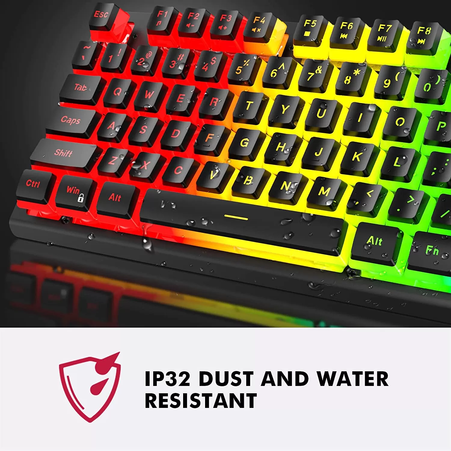 NPET K10 Wired Gaming Keyboard, LED Backlit, Spill-Resistant Design, Multimedia Keys, Quiet Silent USB Membrane Keyboard for Desktop, Computer, PC (Black)