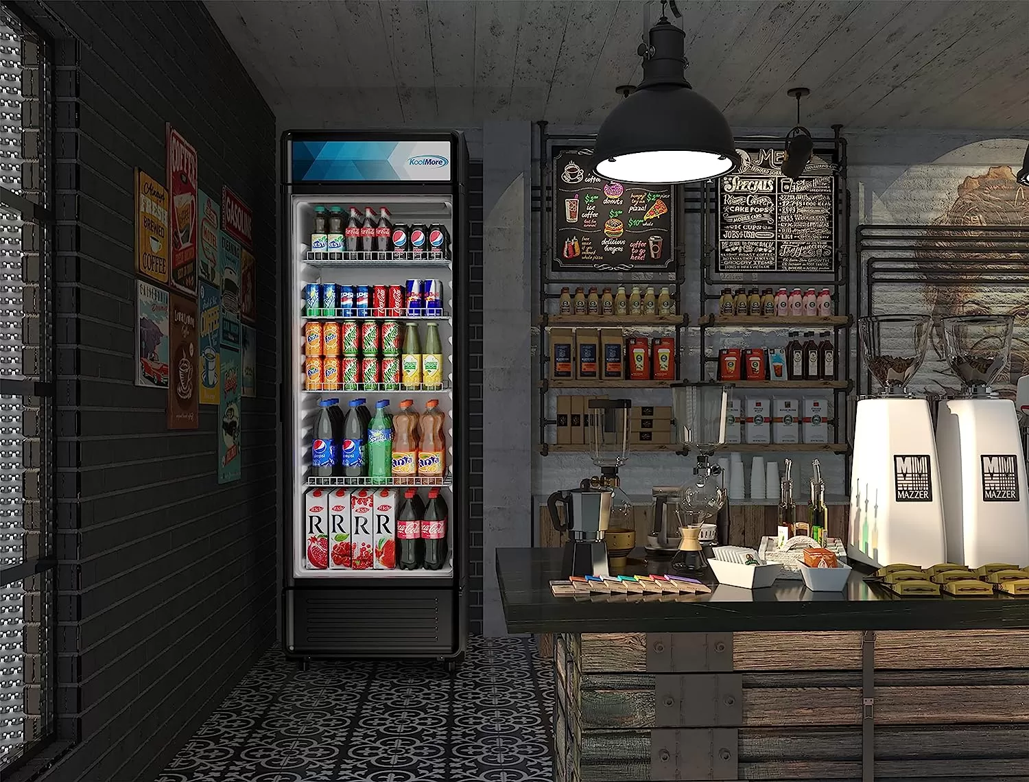 KoolMore Commercial One Glass Door Display Upright Beverage Refrigerator Cooler Merchandiser - 12 Cu. Ft [Black] (MDR-1GD-12C)