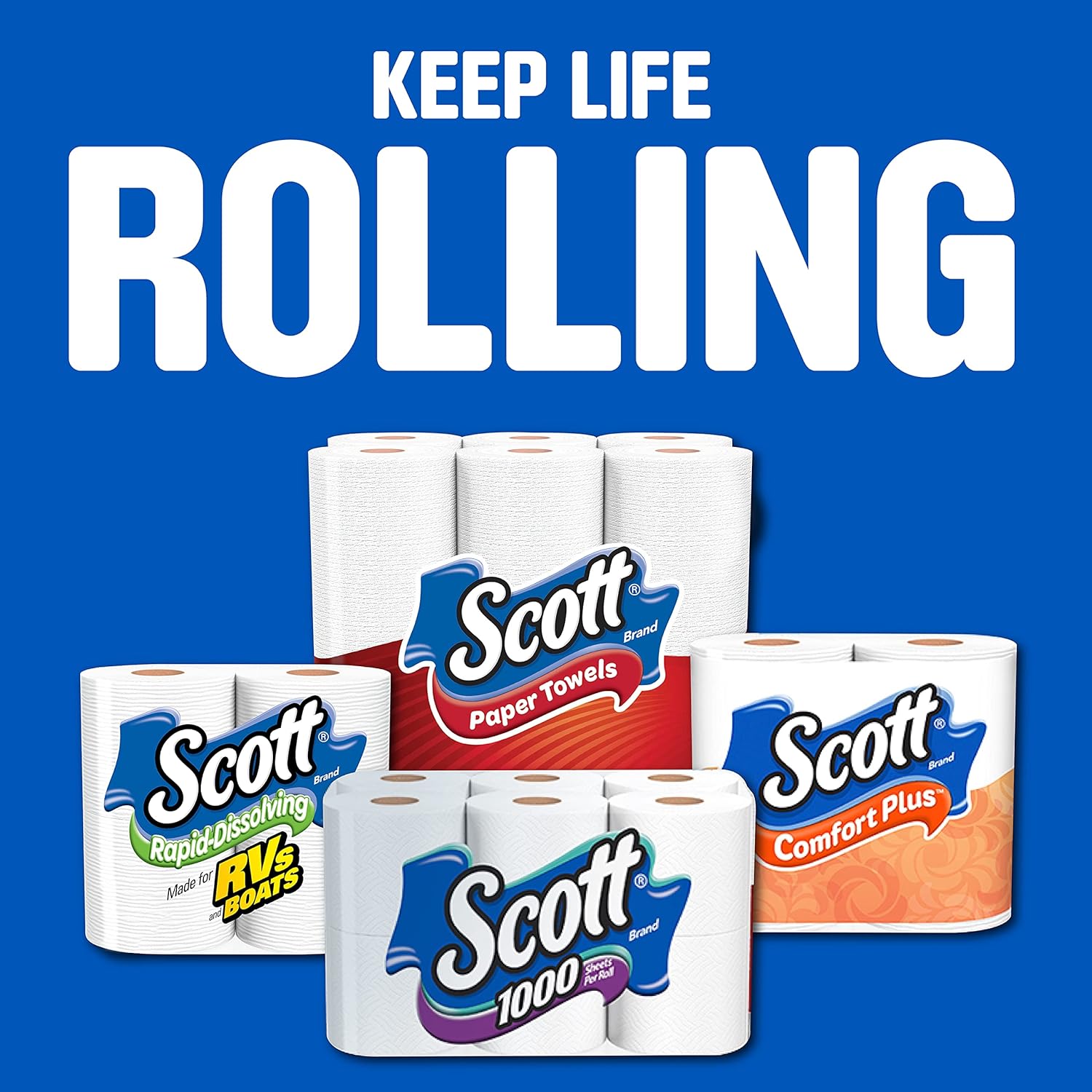 Scott ComfortPlus Toilet Paper, 12 Double Rolls, 231 Sheets per Roll, Septic-Safe, 1-Ply Toilet Tissue