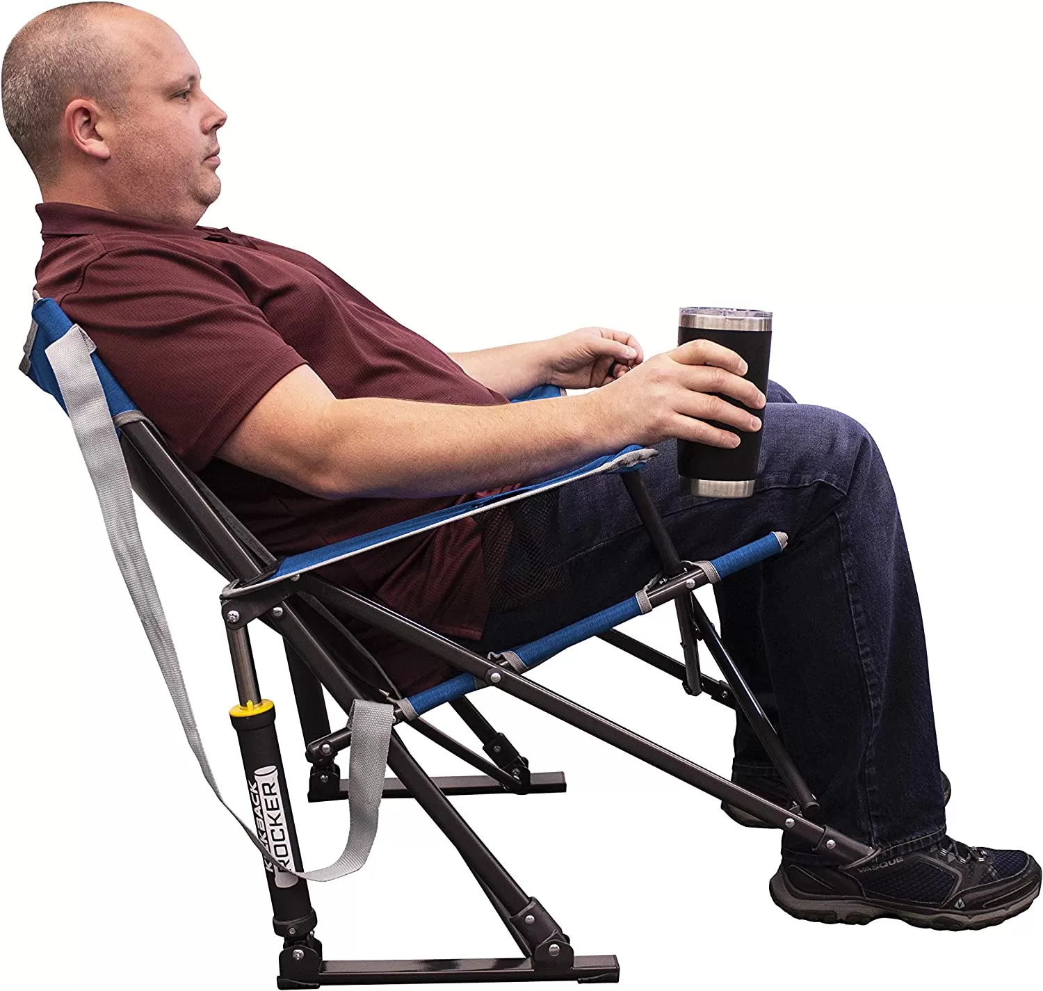 Outdoor Freestyle Rocker Portable Rocking Chair & Outdoor Camping Chair, ergonomic Nylon, Indigo Blue