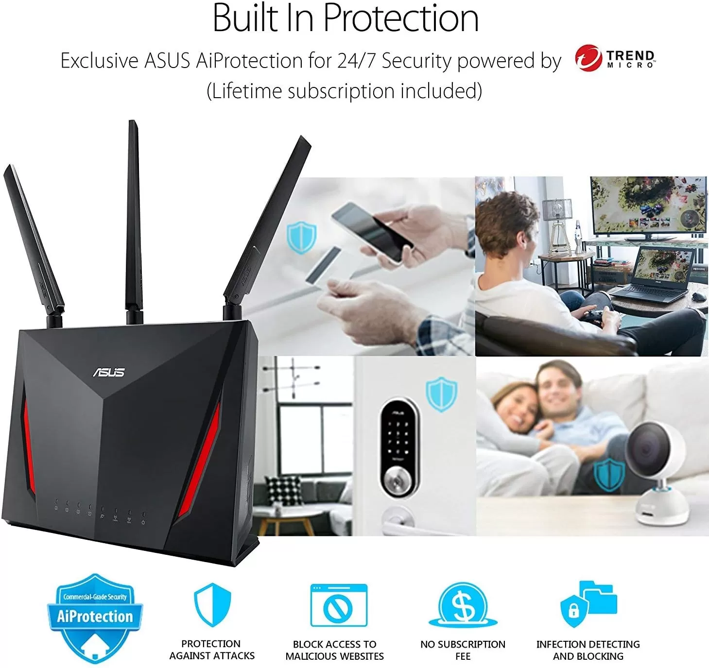 ASUS AC2900 WiFi Gaming Router (RT-AC86U) - Dual Band Gigabit Wireless Internet Router, WTFast Game Accelerator, Streaming, AiMesh Compatible, Included Lifetime Internet Security, Adaptive QoS