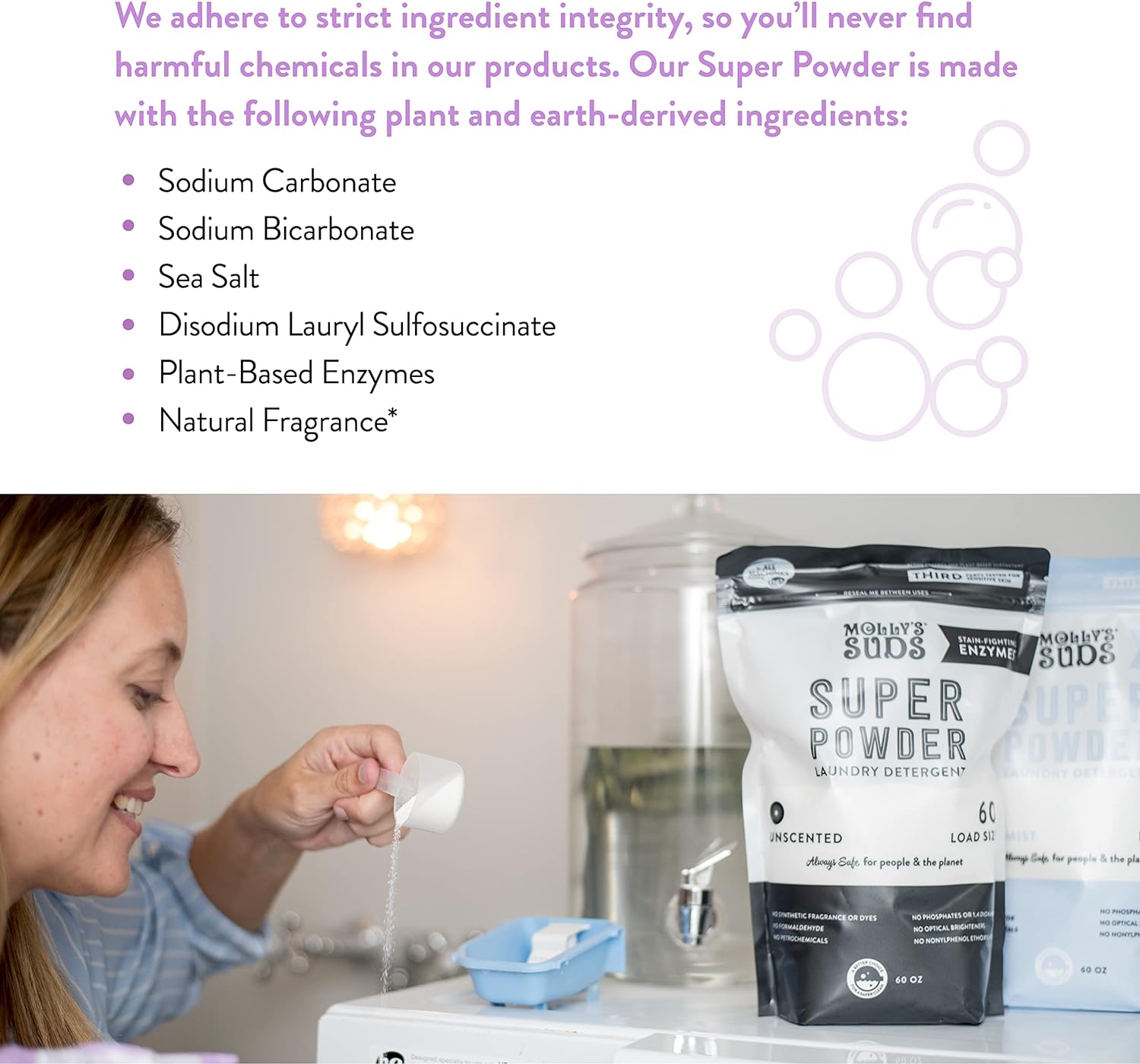 Molly's Suds Original Laundry Detergent Powder | Natural Laundry Detergent Powder for Sensitive Skin | Earth-Derived Ingredients, Stain Fighting | 120 Loads (Citrus Grove)