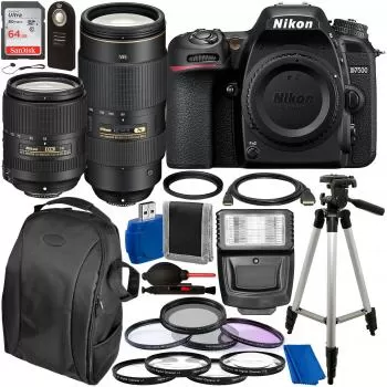 Nikon D7500 DSLR Camera With 18-300mm & 80-400mm Nikon Lens & Accessory Bundle