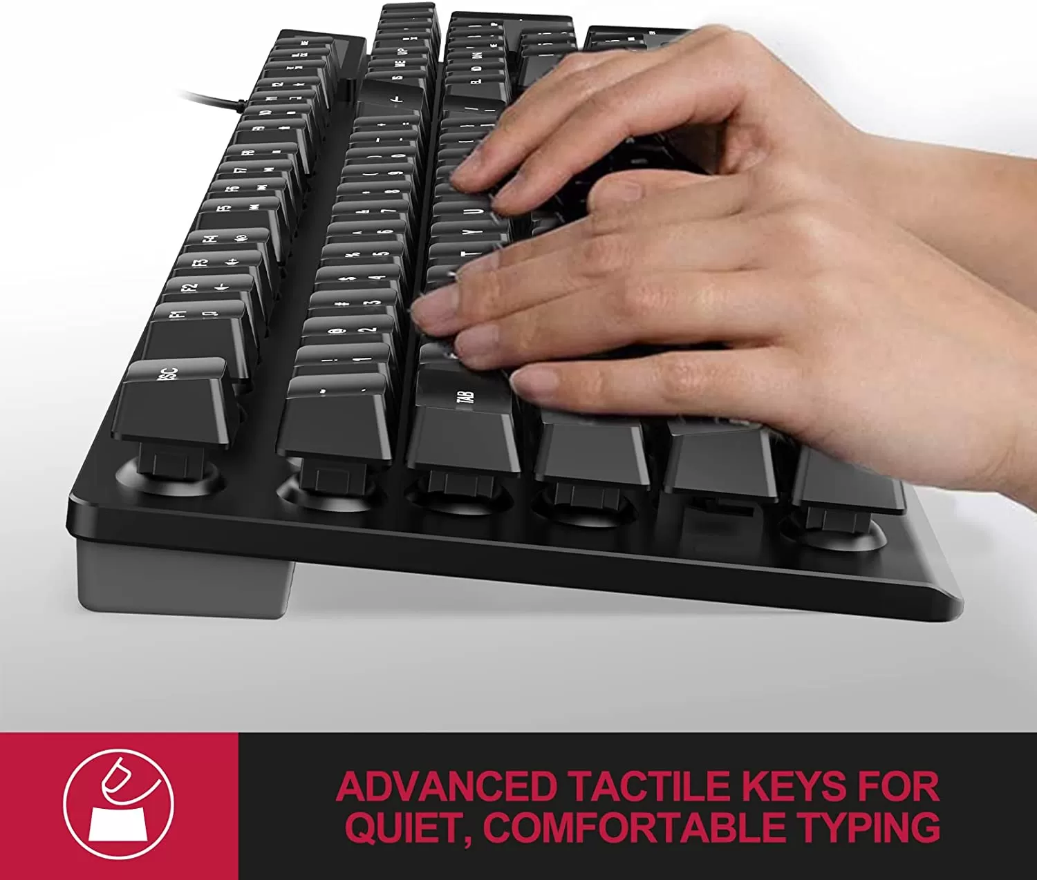 NPET K10 Wired Gaming Keyboard, LED Backlit, Spill-Resistant Design, Multimedia Keys, Quiet Silent USB Membrane Keyboard for Desktop, Computer, PC (Black)