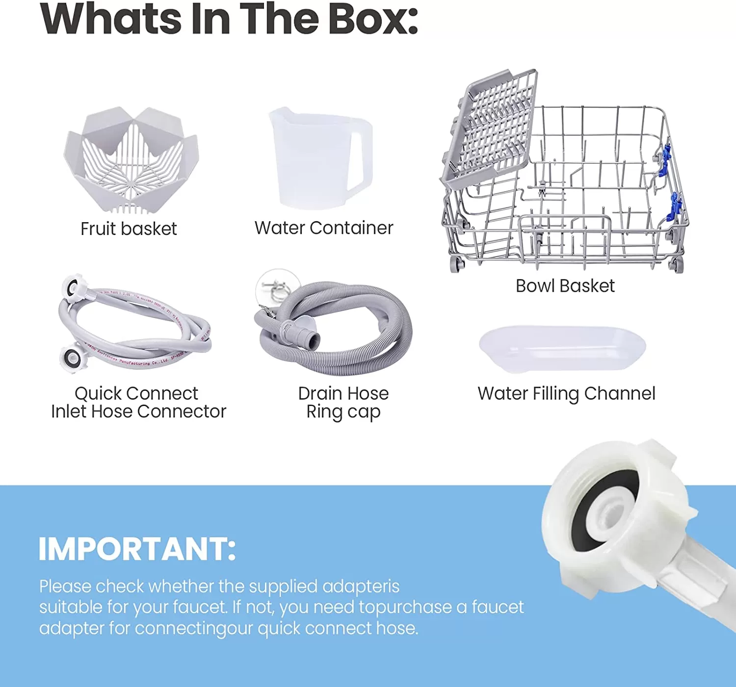 COMFEE' Portable Dishwasher Countertop, Mini Dishwasher with 5L Built-in Water Tank, No Hookup Needed, 6 Programs, 360° Dual Spray, 192°F High-Temp& Air-Dry Function, Dishwasher for Apartments& RVs