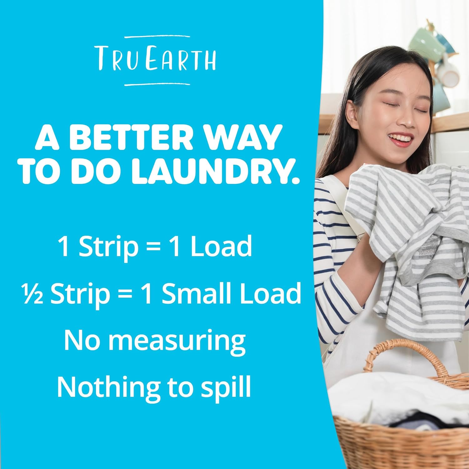Tru Earth Compact Dry Laundry Detergent Sheets - Up to 128 Loads (64 Sheets) - Paraben-Free, Plastic-Free - Original Eco-Strip Liquidless Laundry Detergent, Travel Laundry Sheets - Fresh Linen