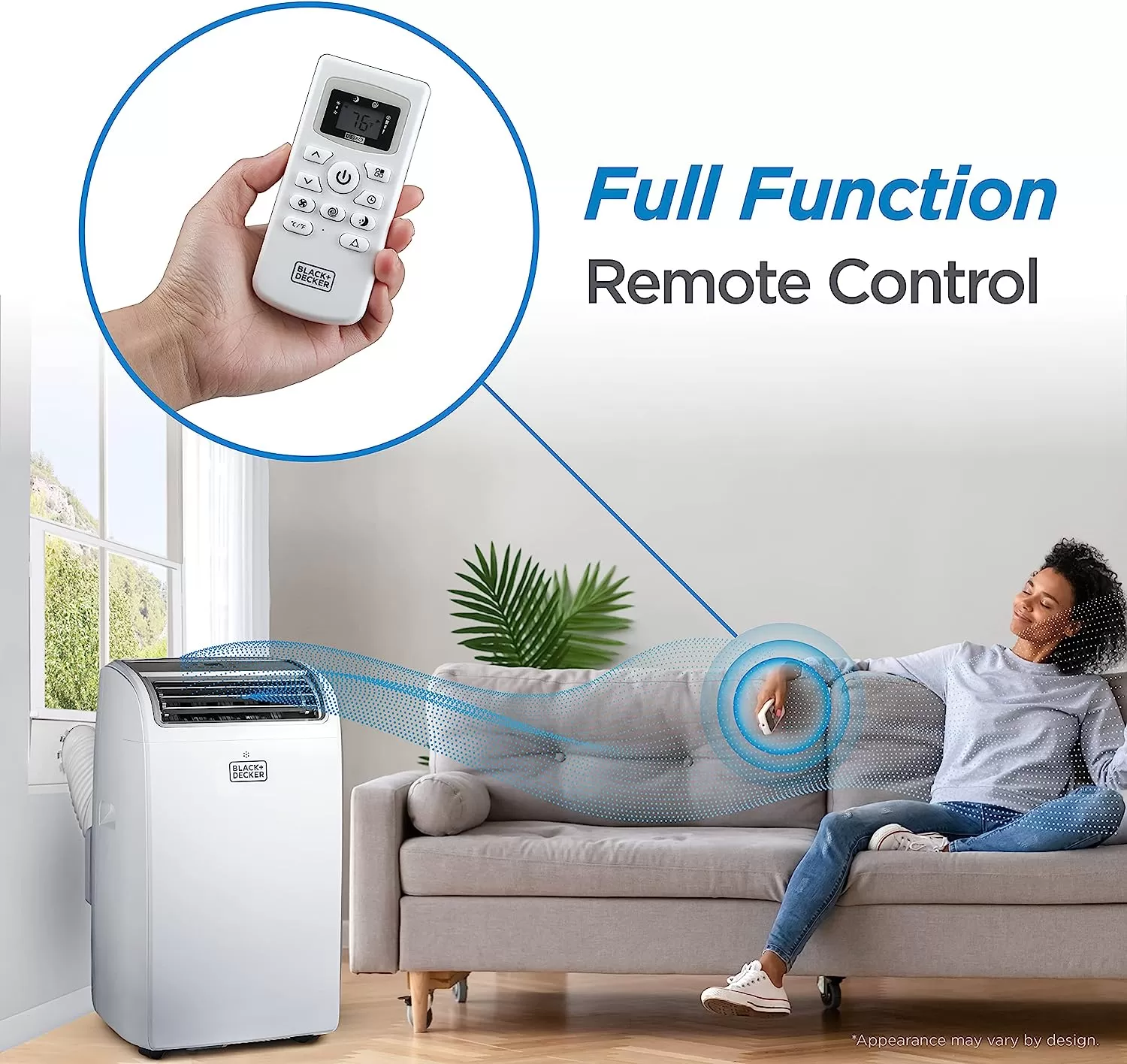 BLACK+DECKER 8,000 BTU Portable Air Conditioner up to 350 Sq. with Remote Control, White