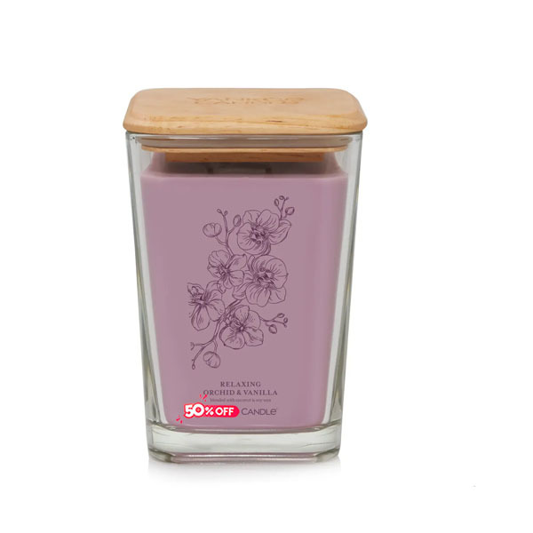 Relaxing Orchid & Vanilla Large Square Candle