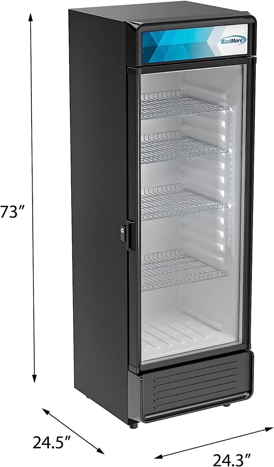 KoolMore Commercial One Glass Door Display Upright Beverage Refrigerator Cooler Merchandiser - 12 Cu. Ft [Black] (MDR-1GD-12C)