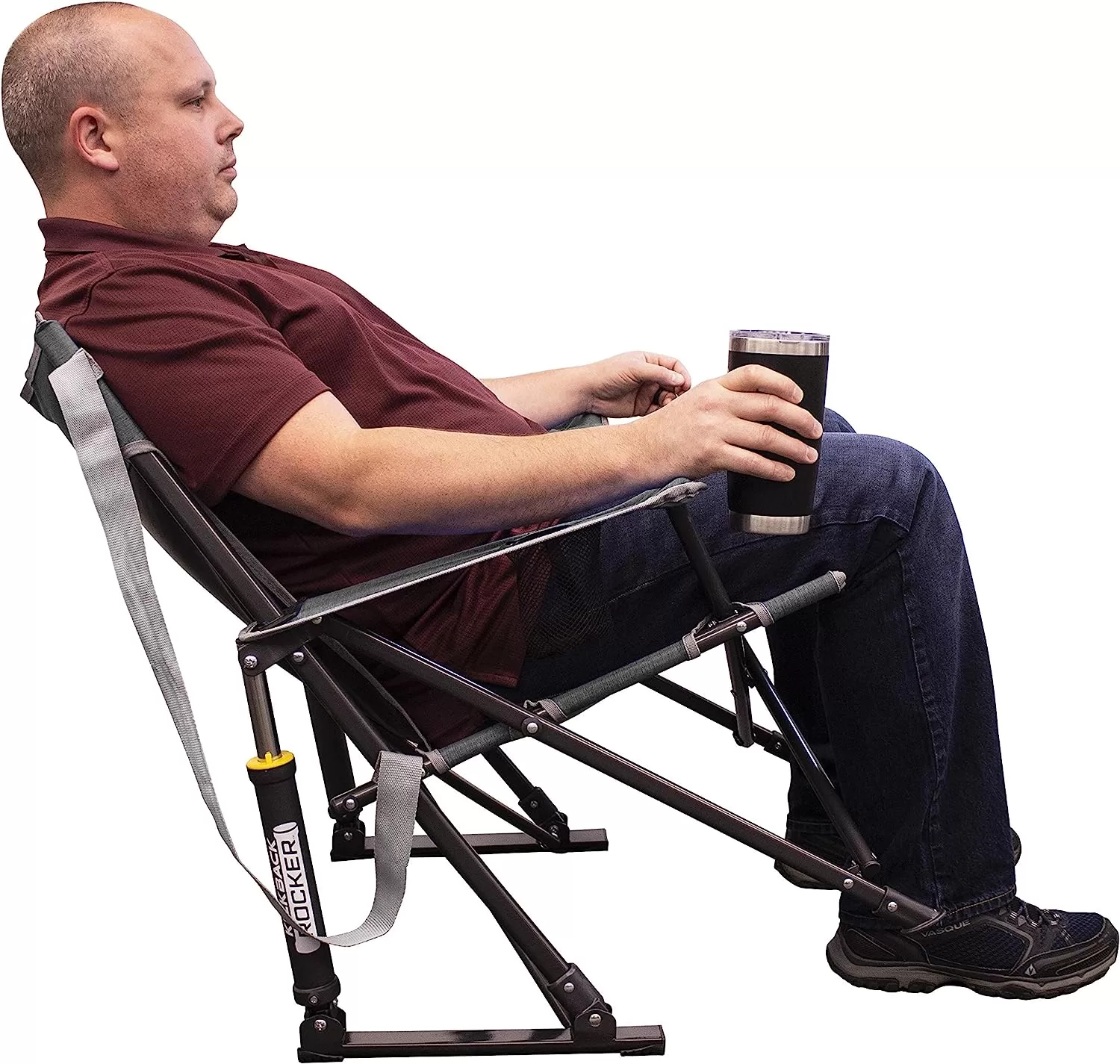 Outdoor Freestyle Rocker Portable Rocking Chair & Outdoor Camping Chair, ergonomic Nylon, Indigo Blue