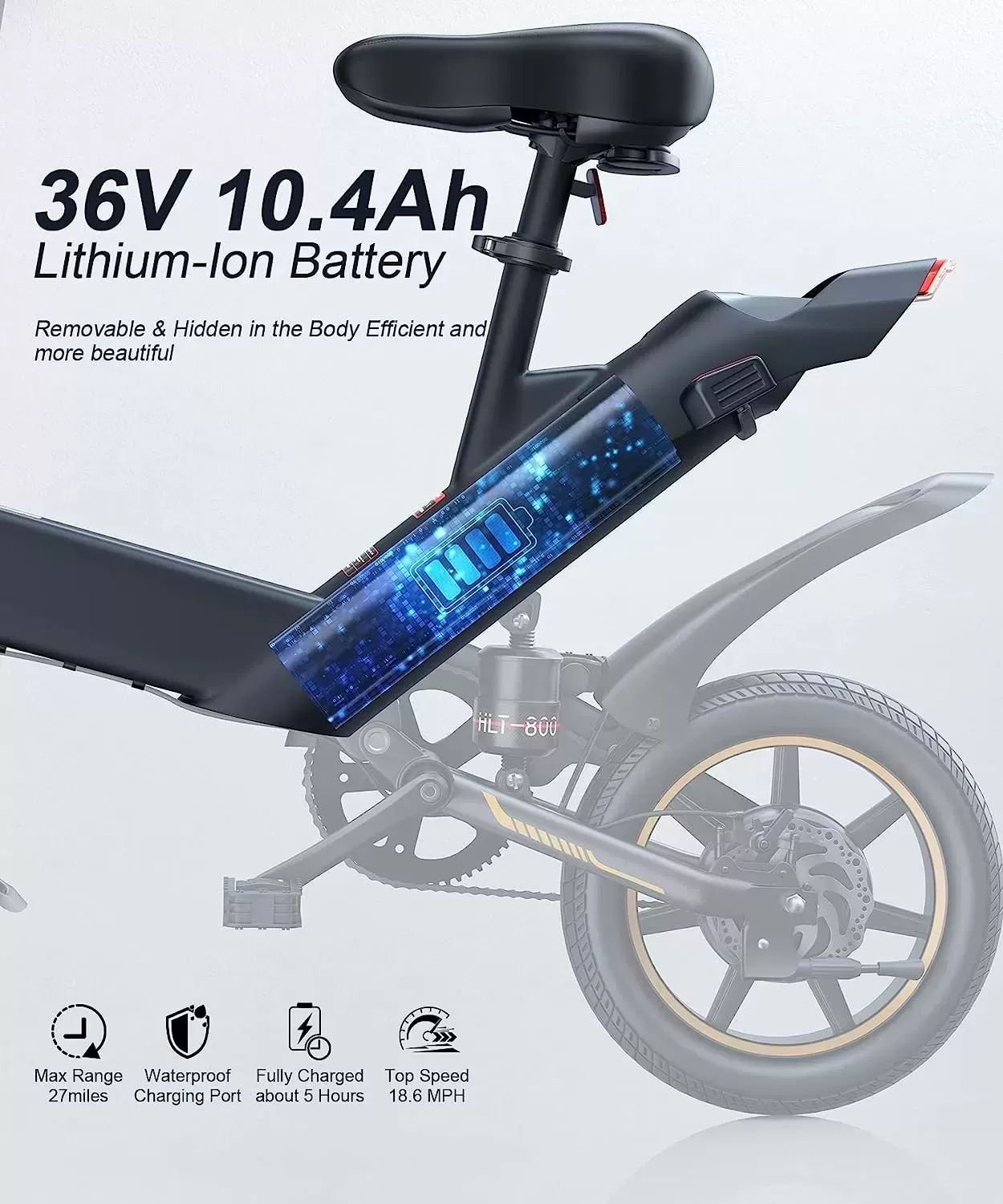 Sailnovo Electric Bike, Electric Bicycle with 18.5mph Electric Bikes for Adults Teens E Bike with Pedals, 14