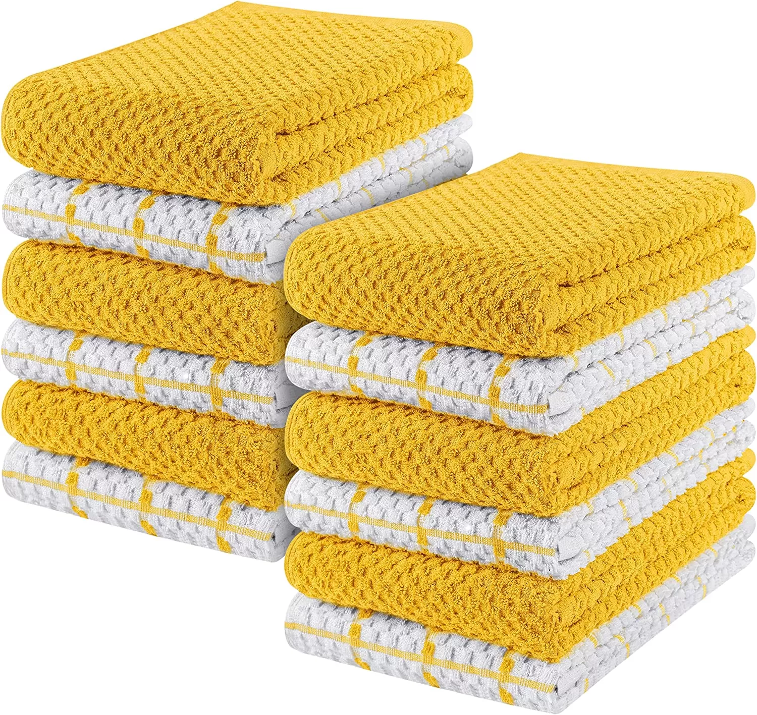 Kitchen Towels 12 Pack, 15 x 25 Inches, 100% Ring Spun Cotton Super Soft and Absorbent Linen Dish Towels, Tea Towels and Bar Towels Set (Black)