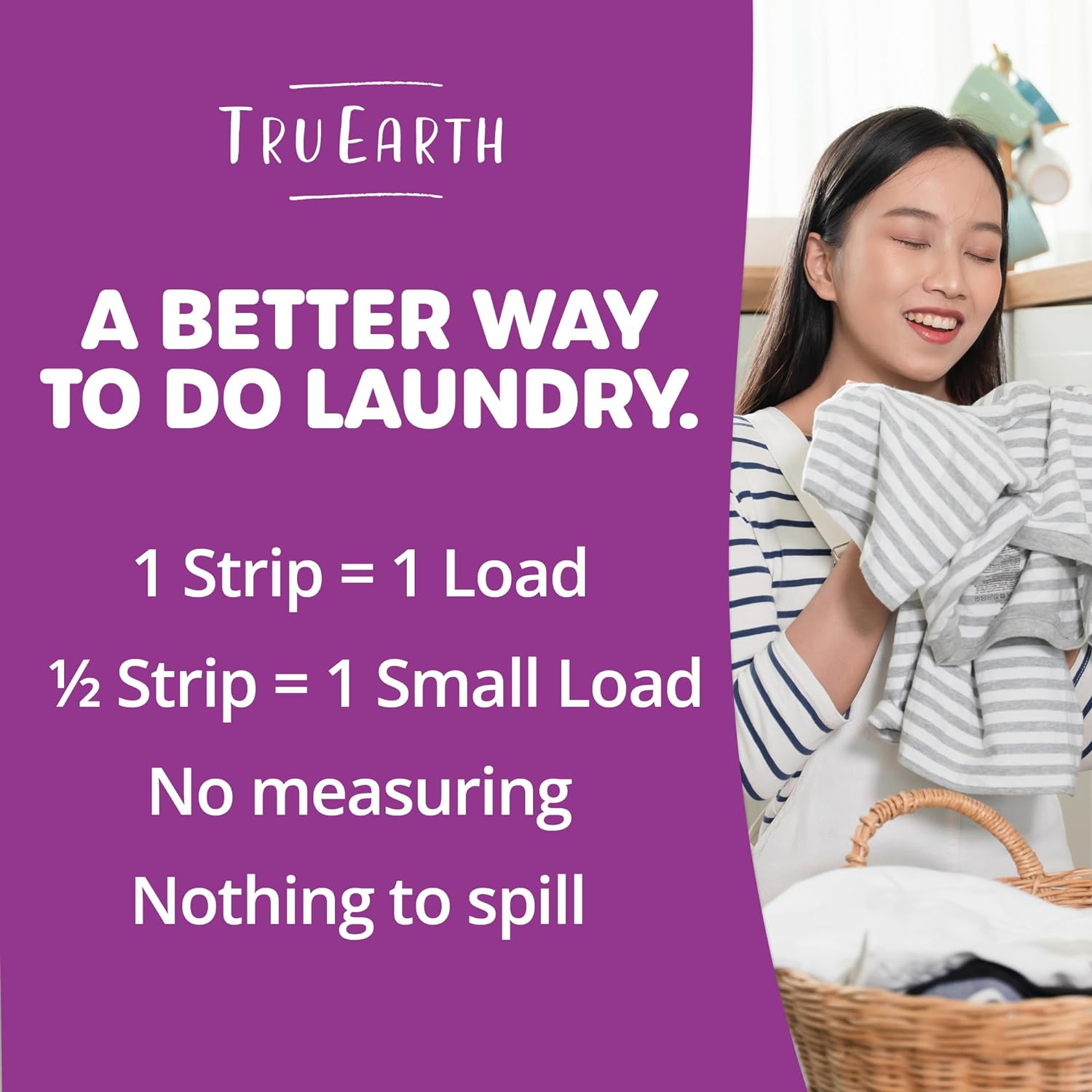 Tru Earth Compact Dry Laundry Detergent Sheets - Up to 128 Loads (64 Sheets) - Paraben-Free, Plastic-Free - Original Eco-Strip Liquidless Laundry Detergent, Travel Laundry Sheets - Fresh Linen