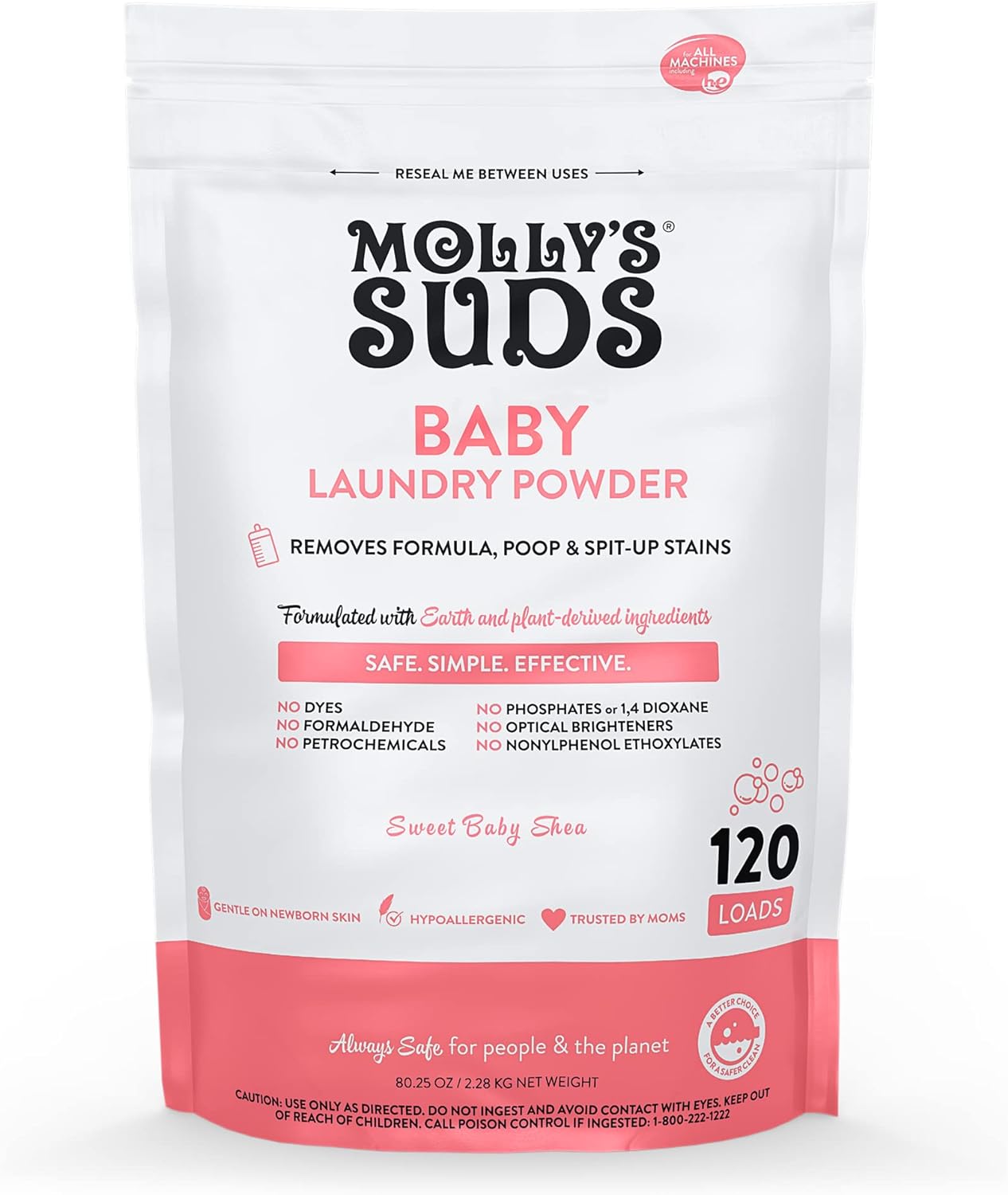 Molly's Suds Original Laundry Detergent Powder | Natural Laundry Detergent Powder for Sensitive Skin | Earth-Derived Ingredients, Stain Fighting | 120 Loads (Citrus Grove)
