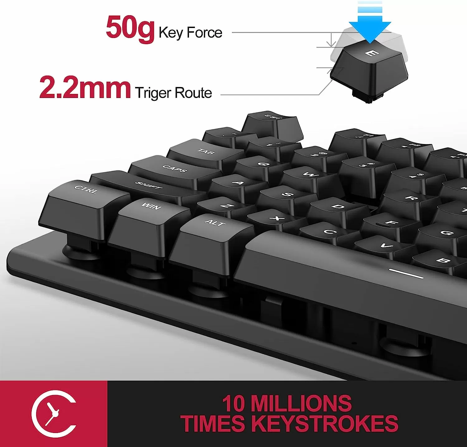 NPET K10 Wired Gaming Keyboard, LED Backlit, Spill-Resistant Design, Multimedia Keys, Quiet Silent USB Membrane Keyboard for Desktop, Computer, PC (Black)