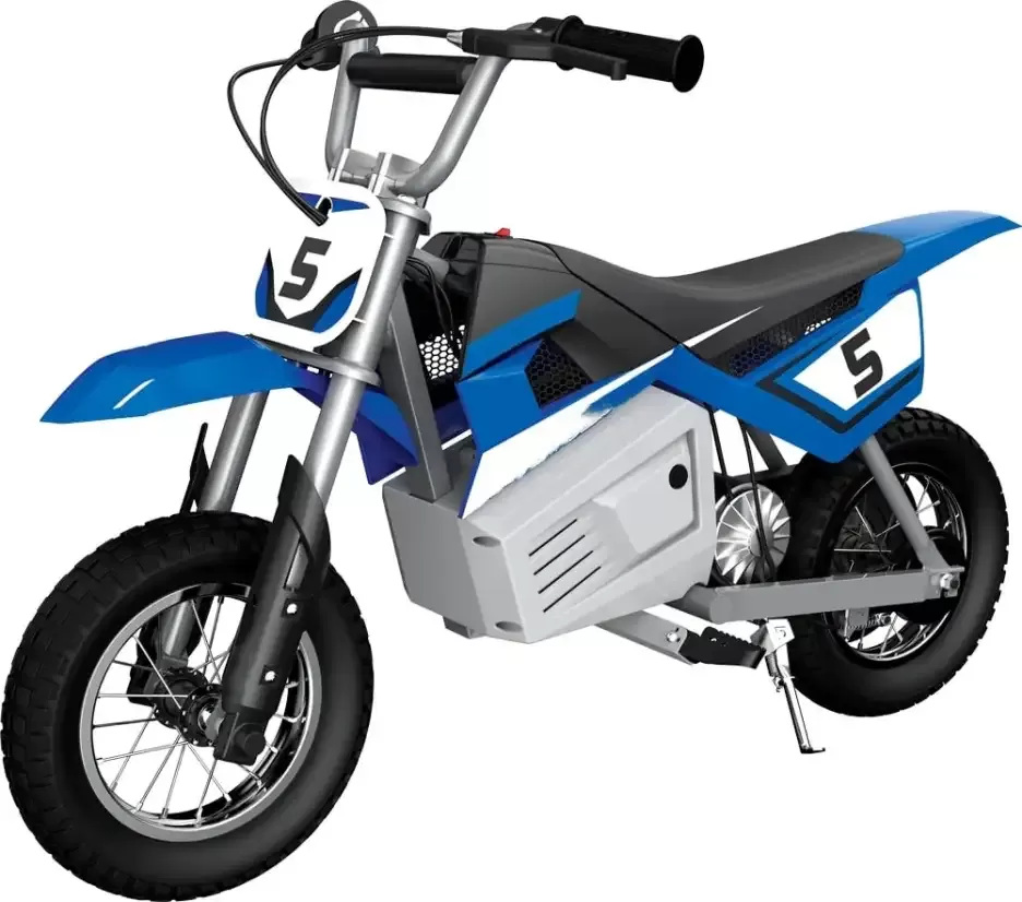 Electric bike with decals, 24V electric ride-on off-road motorcycle for children over 13 years old(Blue)