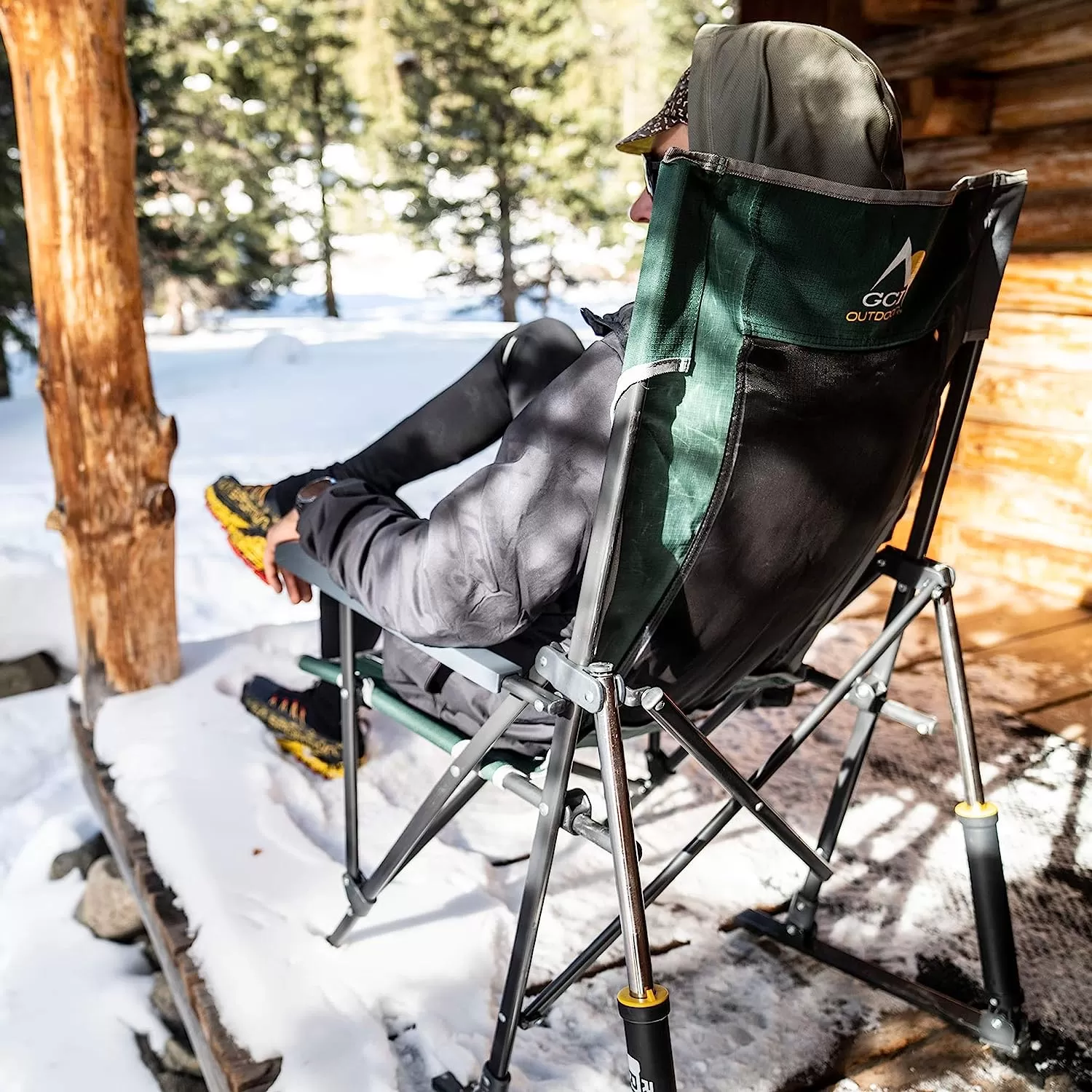 Outdoor Freestyle Rocker Portable Rocking Chair & Outdoor Camping Chair, ergonomic Nylon, Indigo Blue